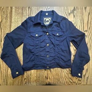 Michael Kors True Navy Denim Button Up Jacket Women's Large L